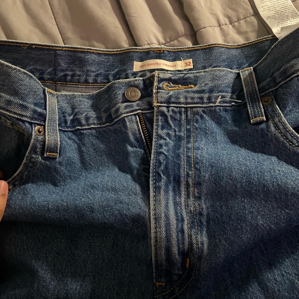 High-Waisted Straight Men’s Jeans - Blue